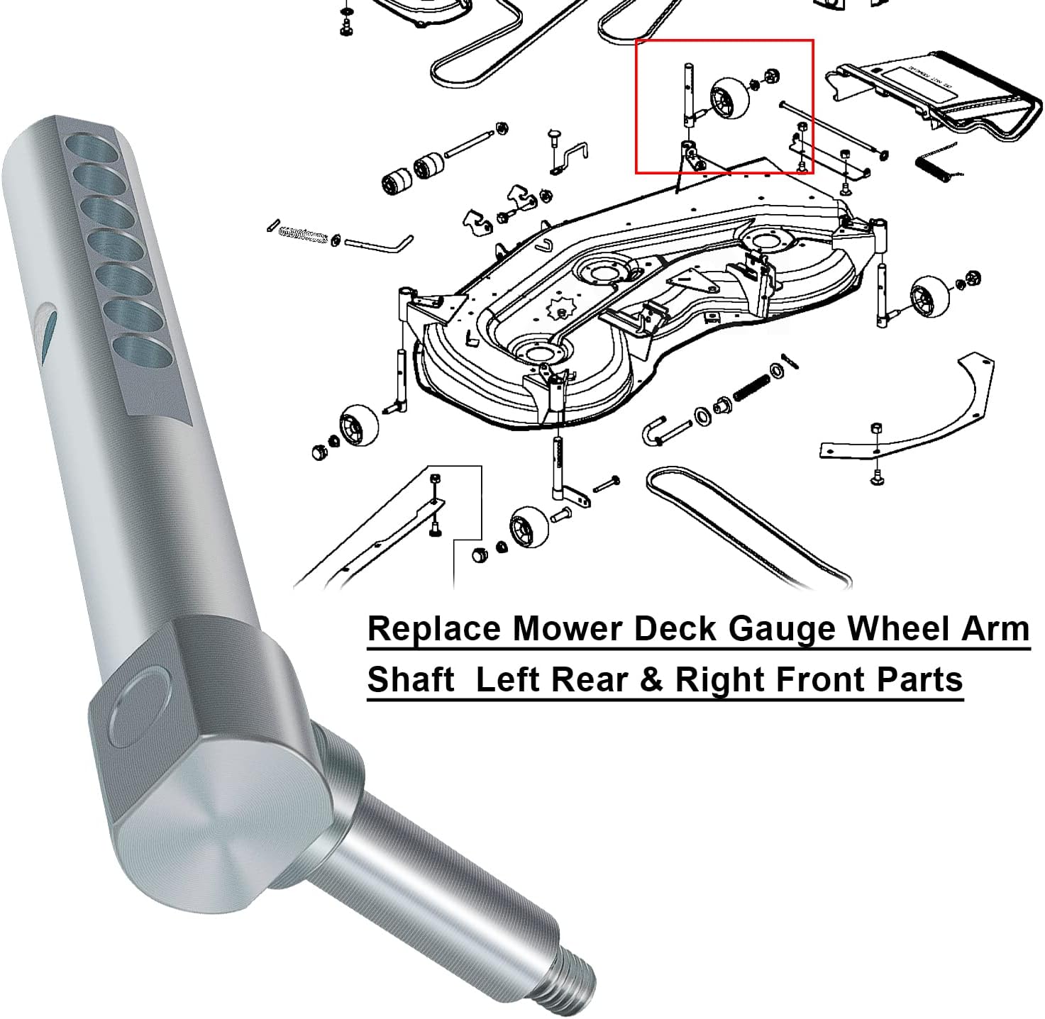 Mower Deck Gauge Wheel Arm Shaft Pack of 2 F8375