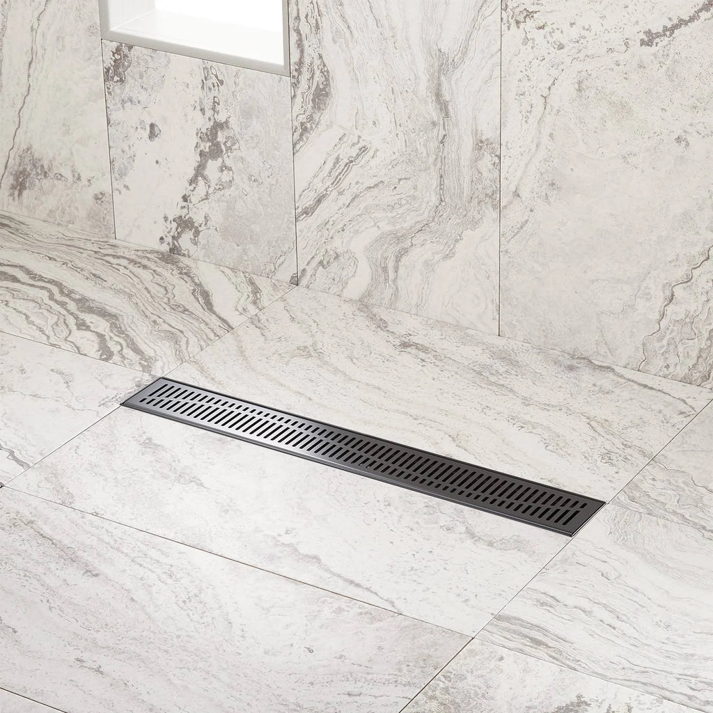 Polished Brass Linear Shower Drain with Flange B9232