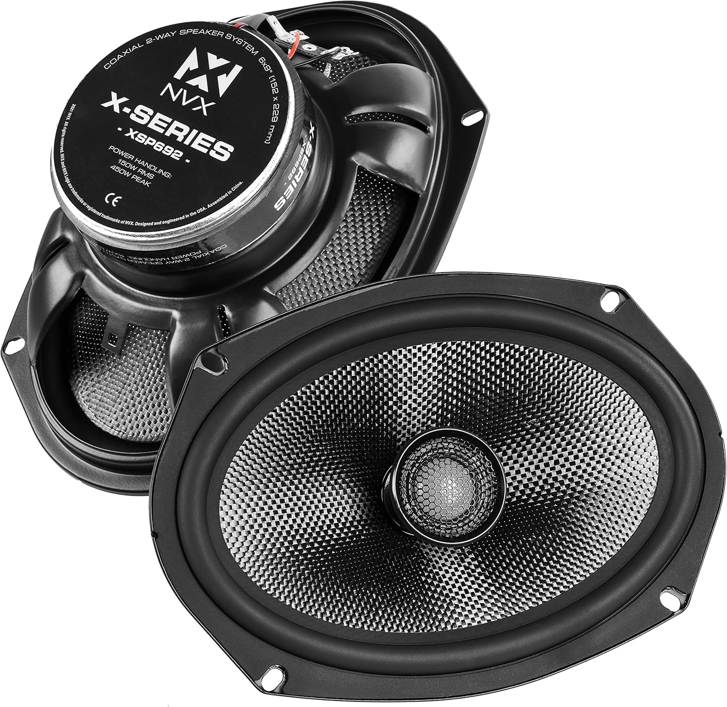 900W Peak 6x9 2-Way Coaxial Speakers with Carbon Fiber Cones and Silk Dome Tweeters (Pair) X384761