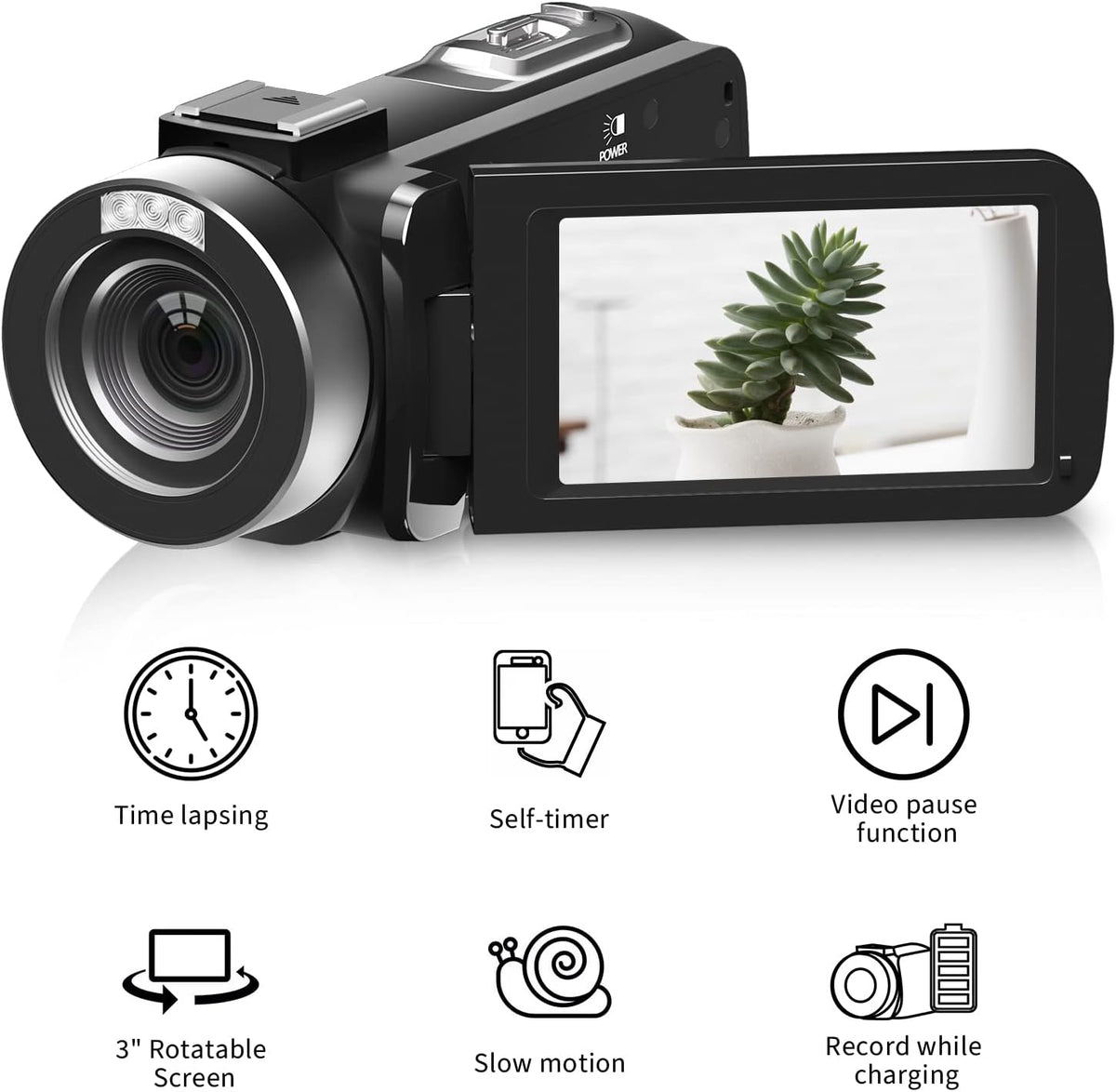 2.7K 30FPS Digital Video Camera Camcorder with IR Night Vision 270 Degree Rotation Screen T2246