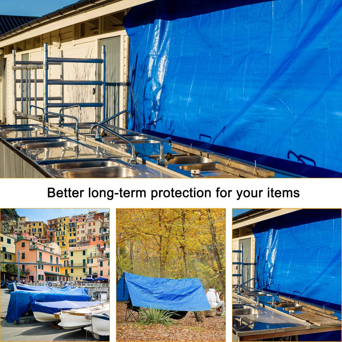 Blue 16x20 Heavy Duty Waterproof Plastic Tarpaulin with Metal Grommets H341