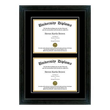 Double Diploma Frame with Double Matting for 17x22 x 14x22 Tall Diploma with Black 1.5x22 Frame E706899