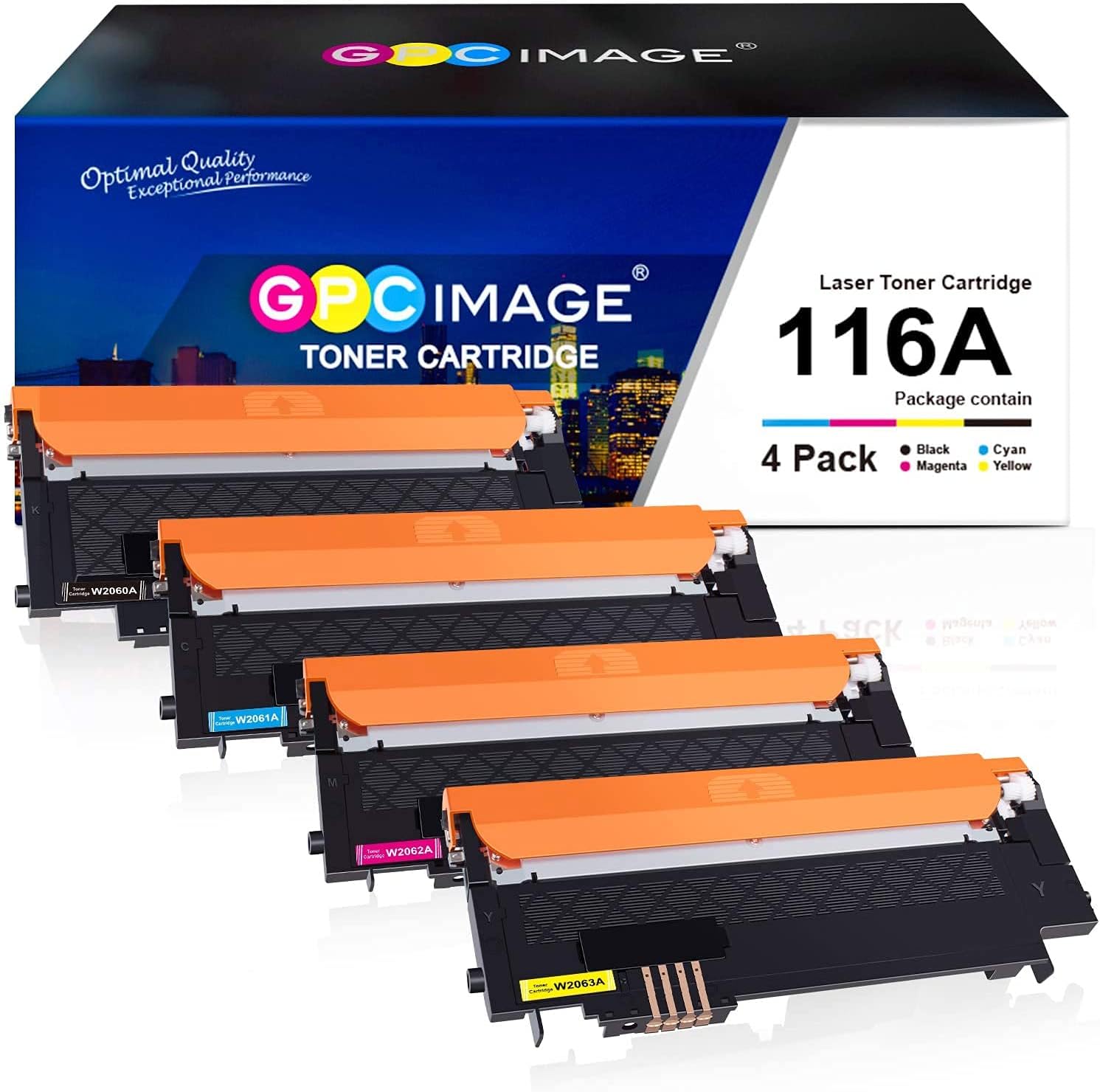 Compatible Toner Cartridge for HP 116A W2060A W2061A W2062A W2063A Printer (Black, Cyan, Magenta, Yellow) Q4216