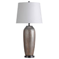 Silver Ceramic Column Table Lamp with Black Nickel Base J89559
