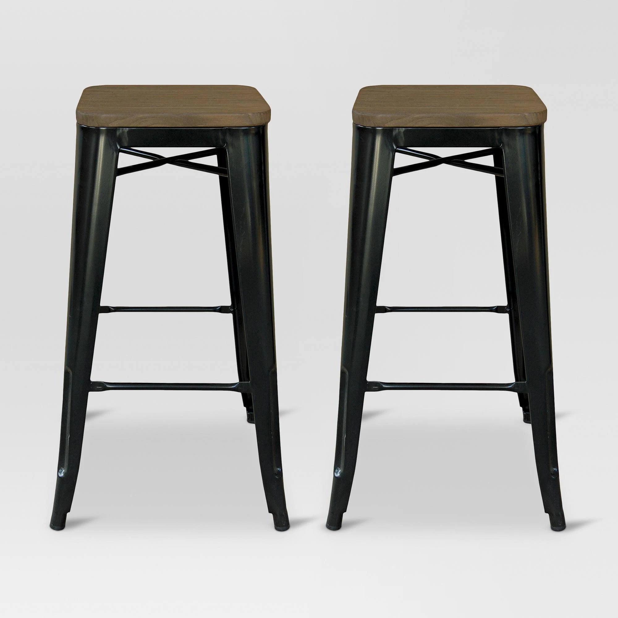 Set of 2 Black Industrial Barstool N1369