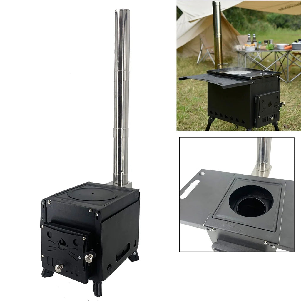 Portable Wood Burning Stove with Chimney Pipe F574