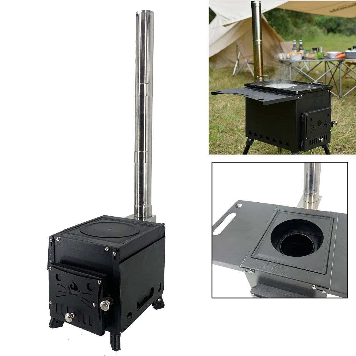 Portable Wood Burning Stove with Chimney Pipe F574