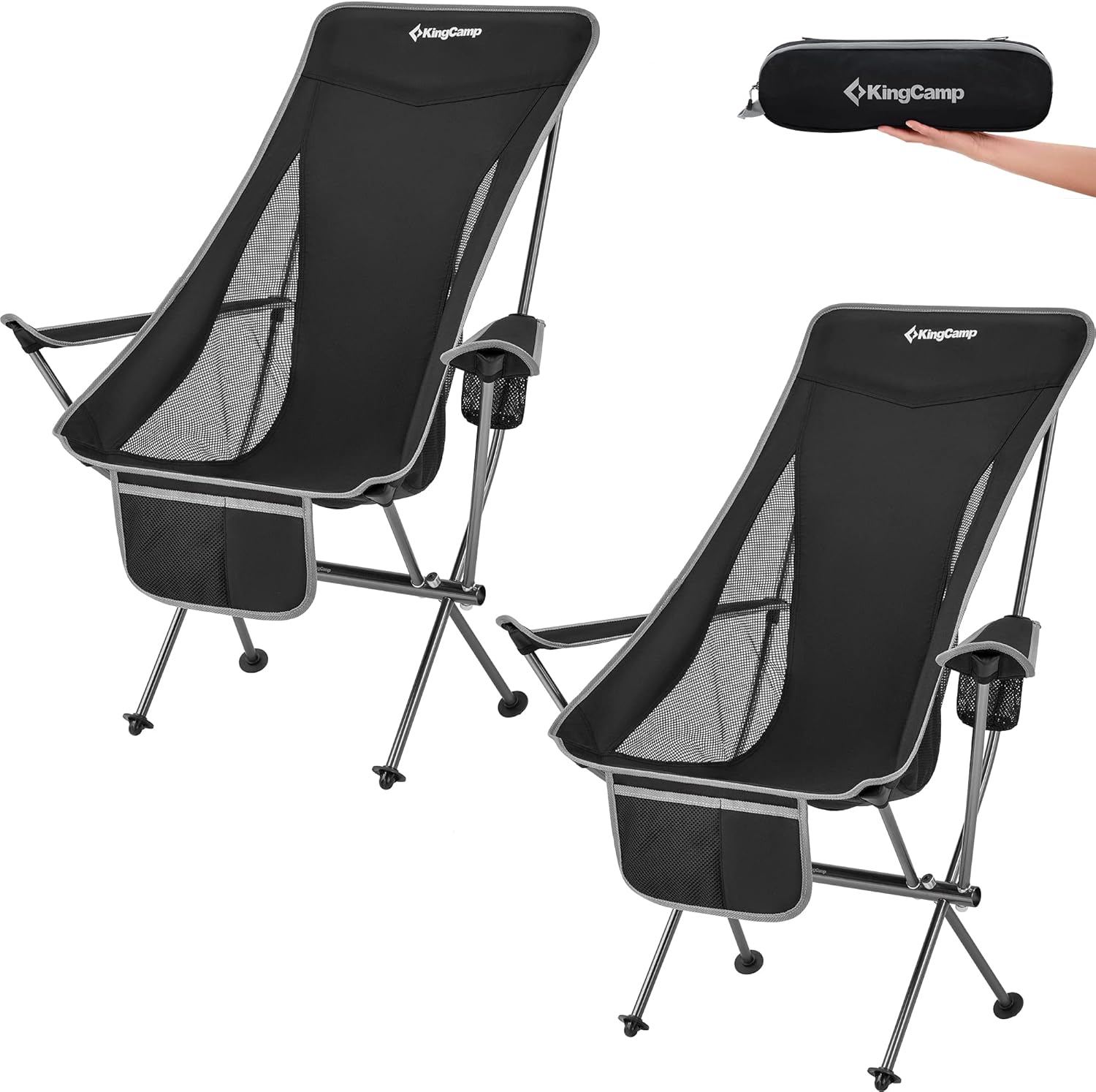 Lightweight Portable Folding Camping Chair with Armrest, High Back, Carry Bag G33666