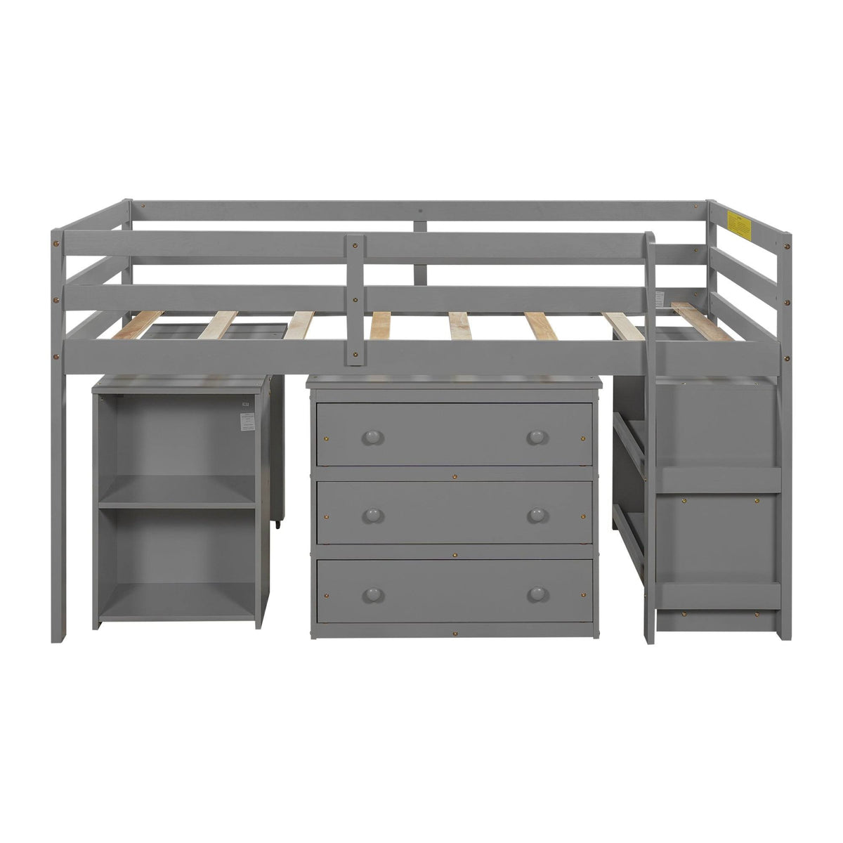 Twin Loft Bed with Cabinet and Rolling F3880