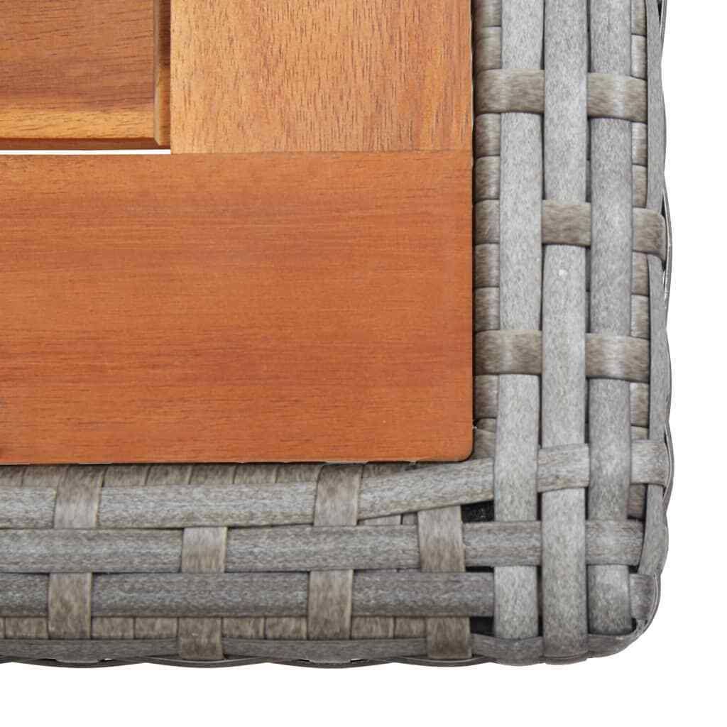 Anthracite Poly Rattan and Solid Acacia Wood Garden Table U705