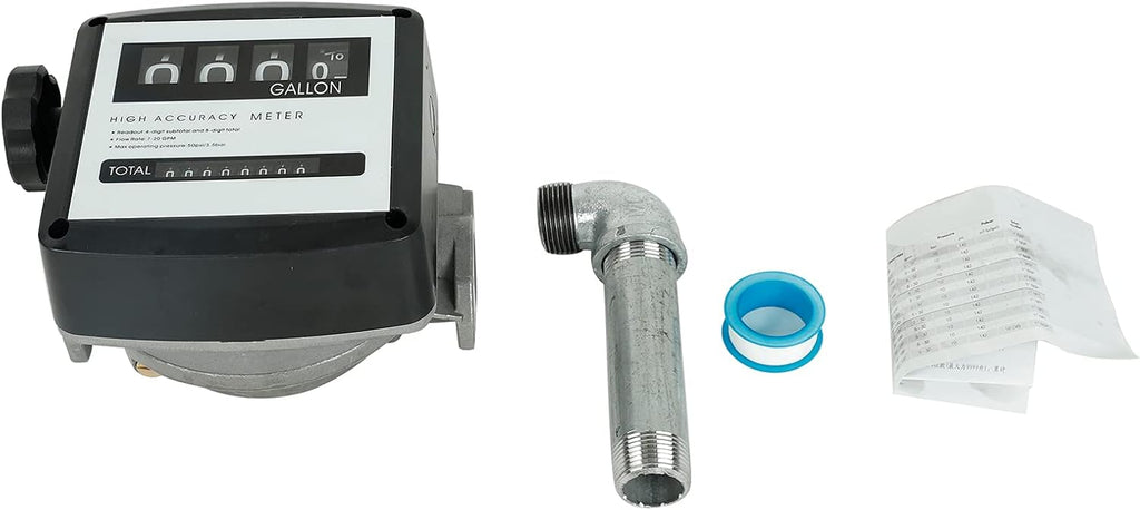 Mechanical Fuel Flow Meter 7-20 GPM 4-Digital Batch Display 50 PSI Pack of 2 T99243