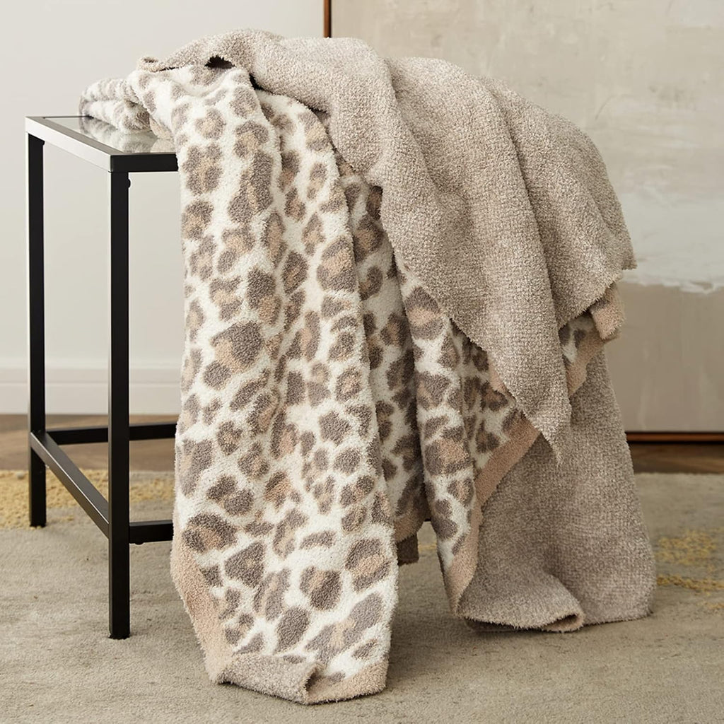 Leopard Cable Knitted Throw Blanket M4567