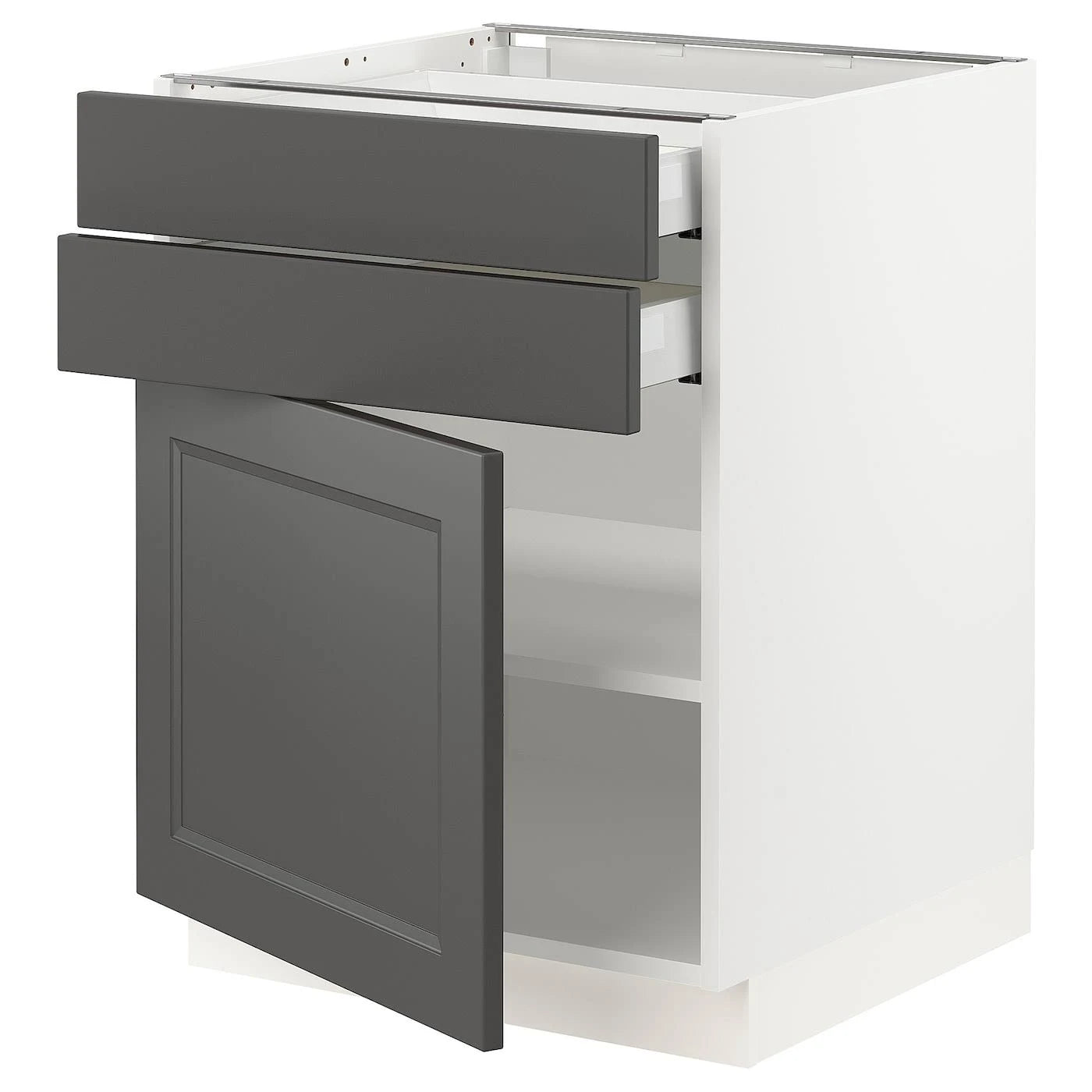 White Base Cabinet with Door and 2 Drawers L397
