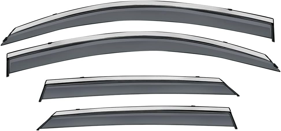 Compatible with Hyundai Tucson 2016-2021 Window Wind Deflector Rain Guard with 304 Stainless Steel Trim Pack of 2 H33847