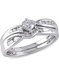 10K White Gold Diamond Engagement Ring and Wedding Band Set G918