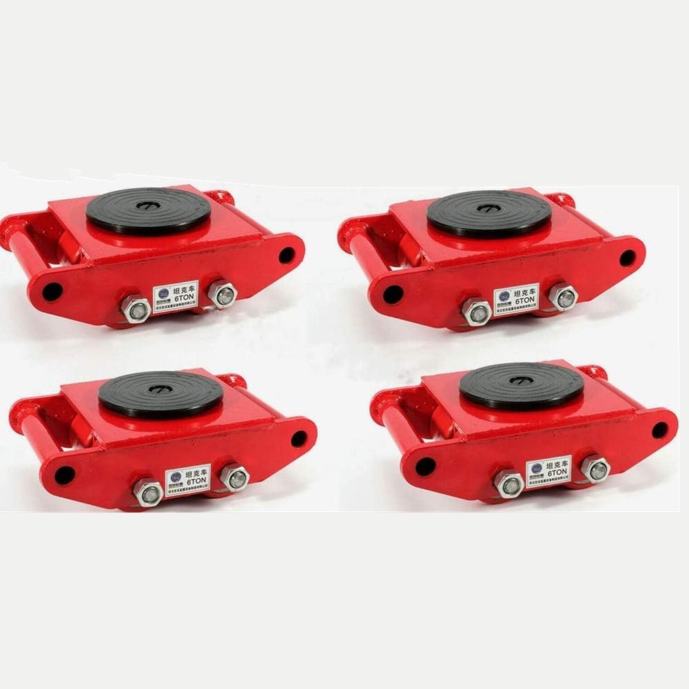 4Pcs Machinery Mover Set Machine Dolly Skate 4 Rollers 6Ton with 360° Rotate Cap S2295