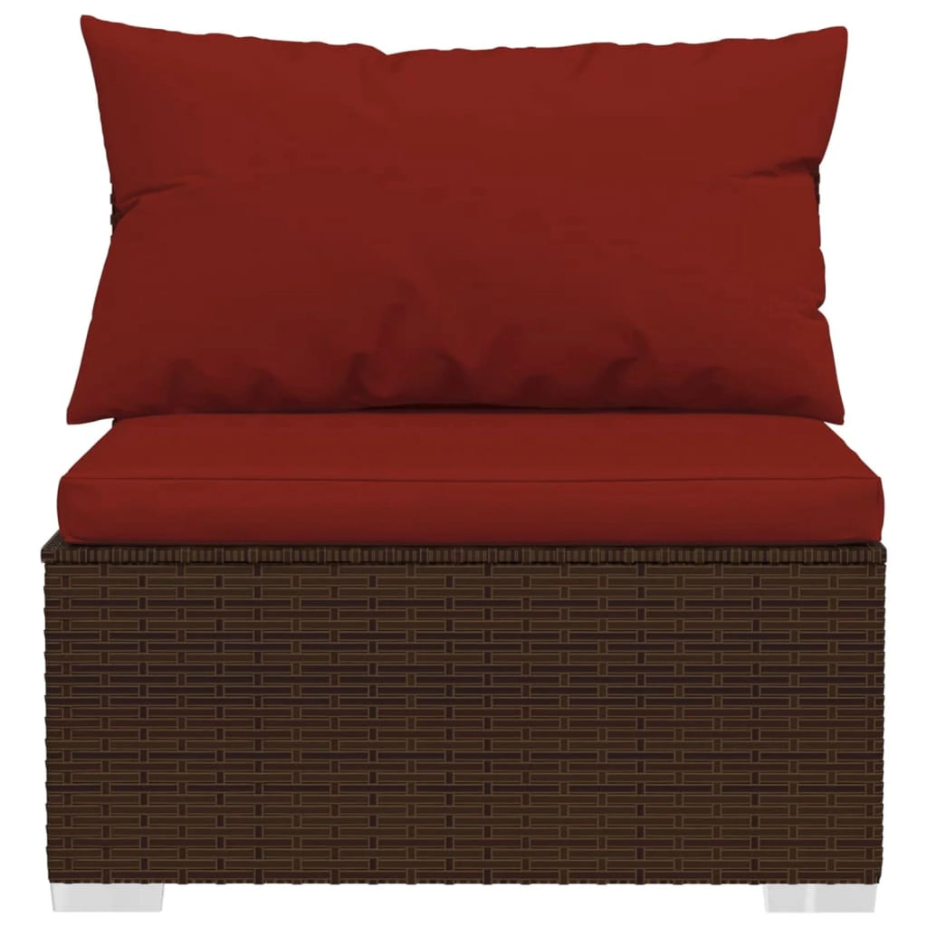 2 Piece Patio Furniture Set with Cushions Poly Rattan Brown I102839