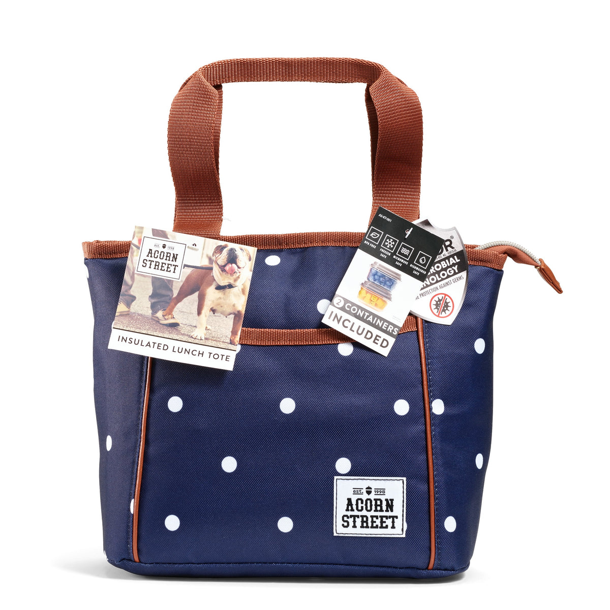 Insulated Lunch Bag with 18oz Water Bottle, Navy C21995