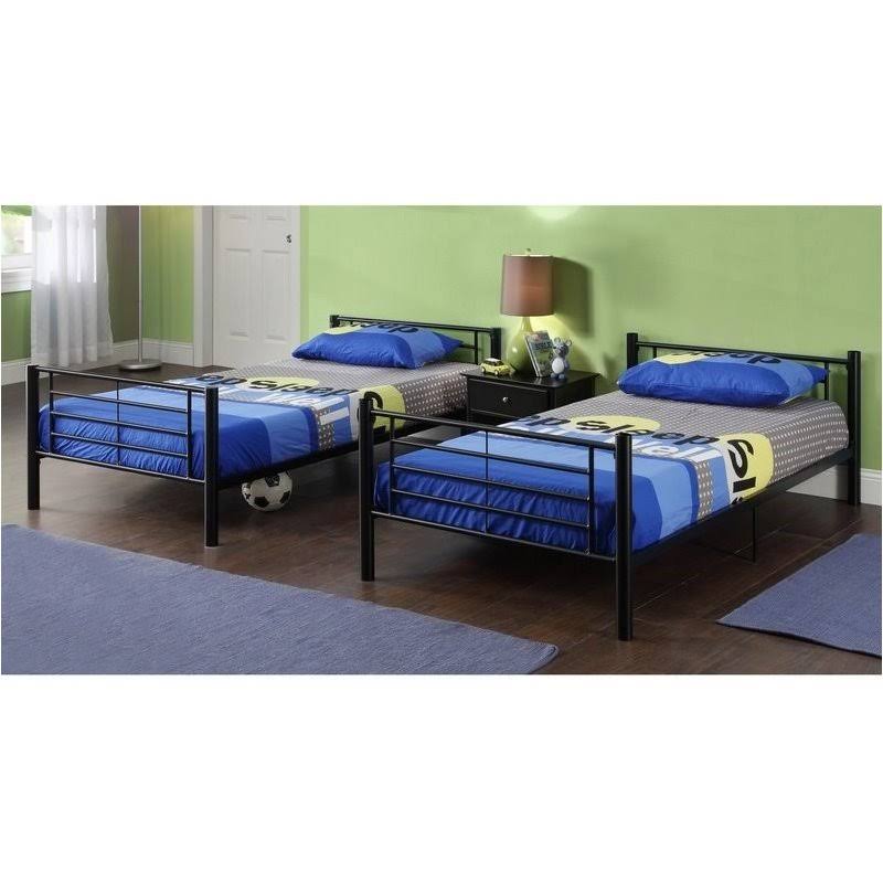 Twin Over Twin Metal Bunk Bed in Black N36329
