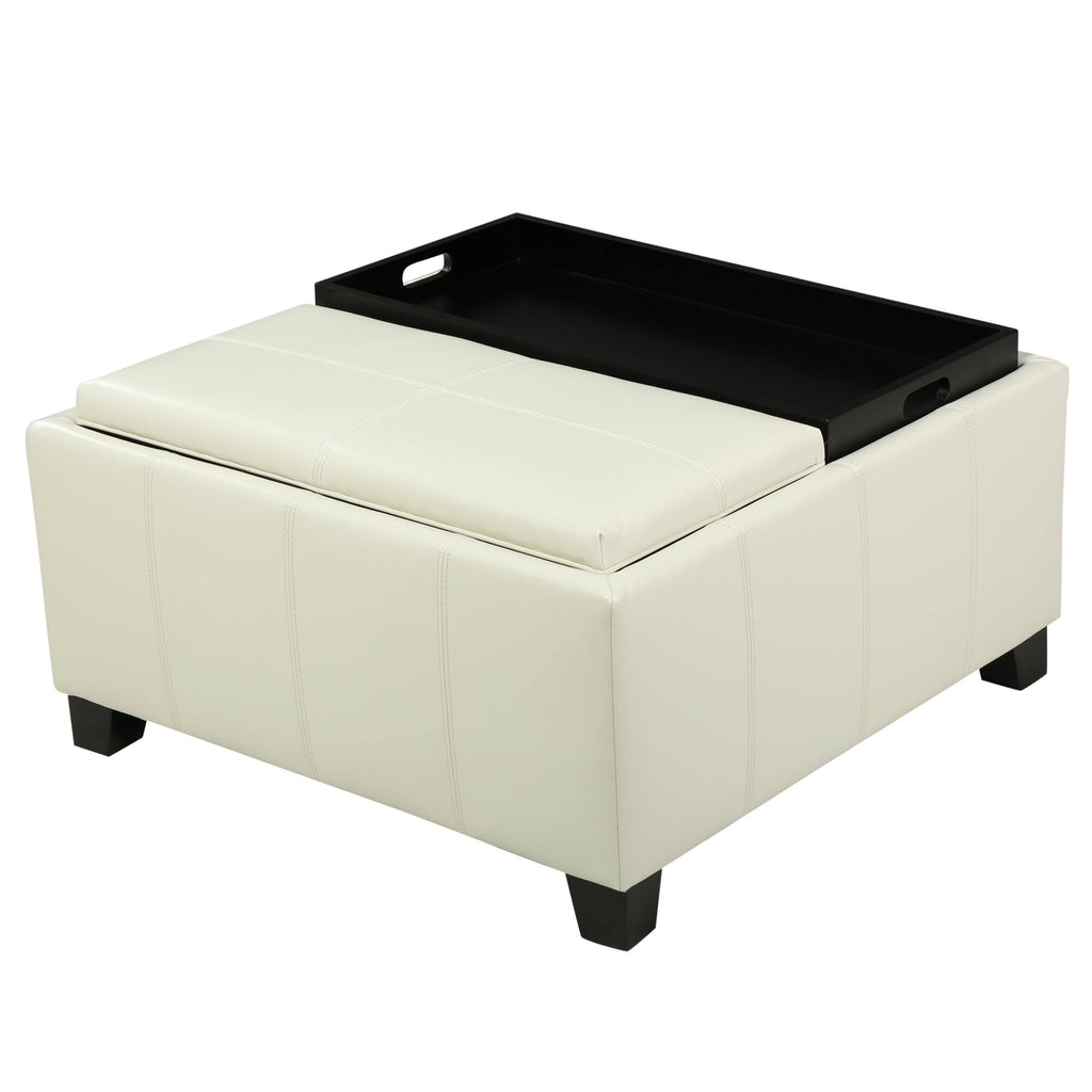 Red Leather Storage Ottoman V5275