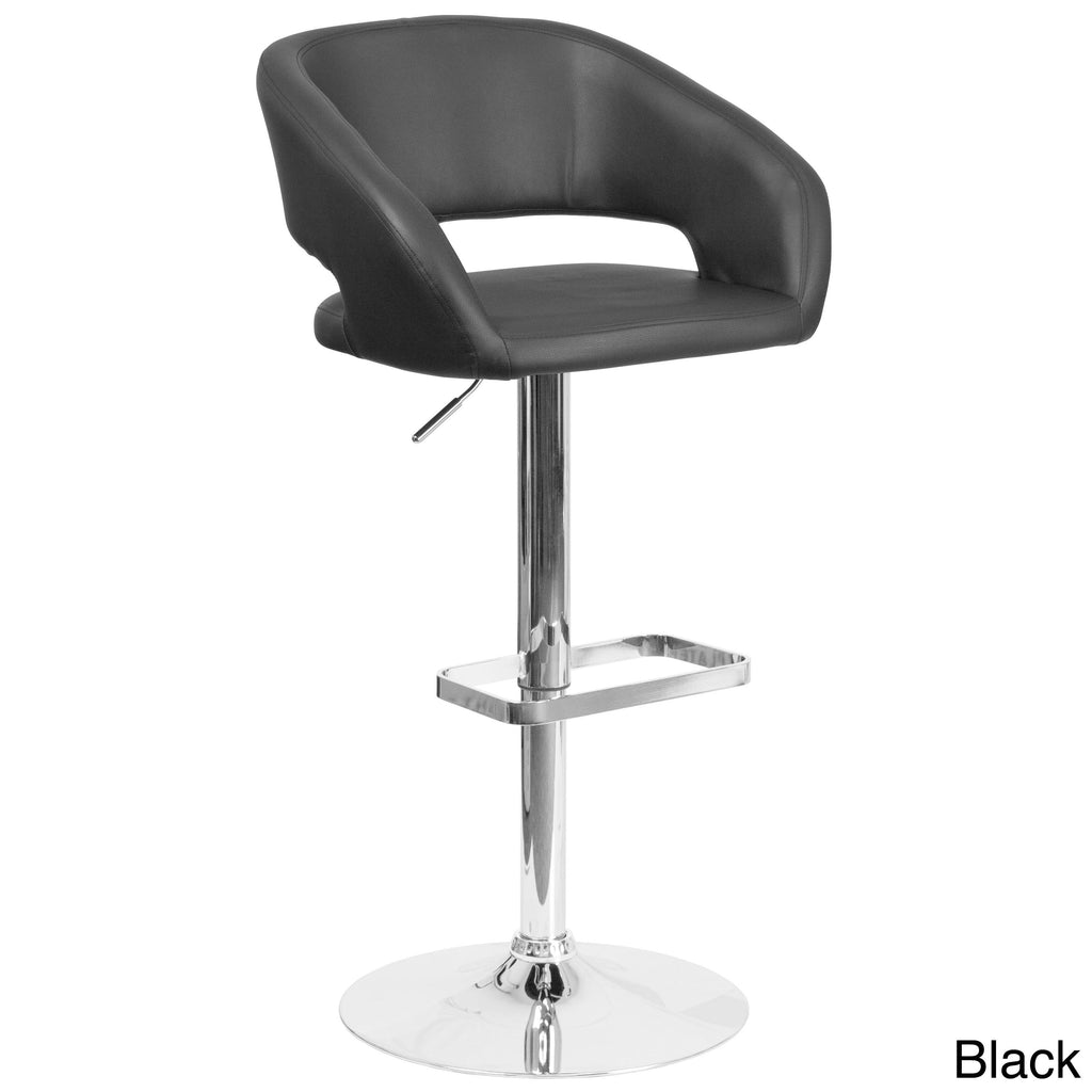 Chrome Base Adjustable Height Bar Stool (Grey Fabric) I5407