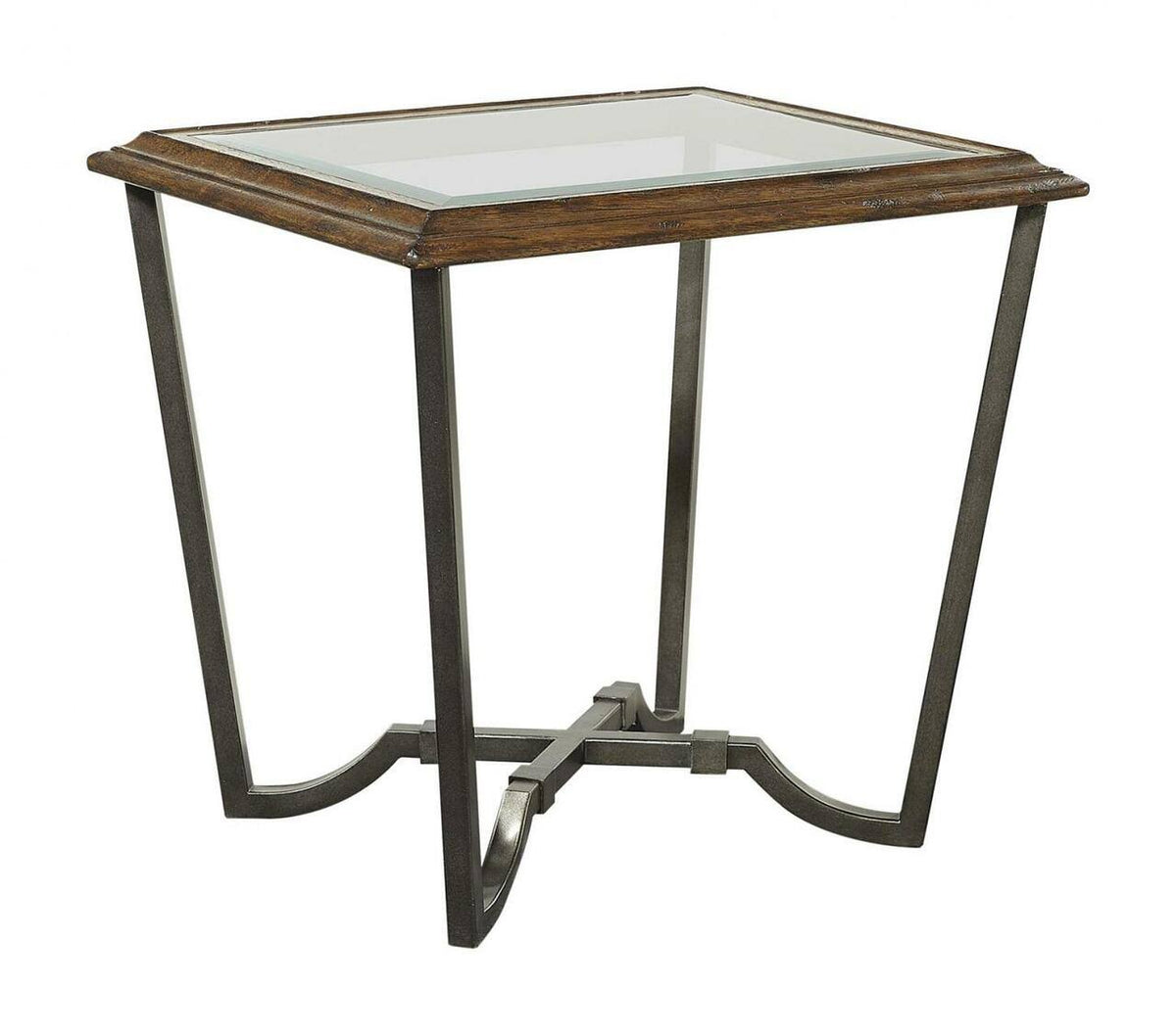 Pecan End Table with Glass Top X994967