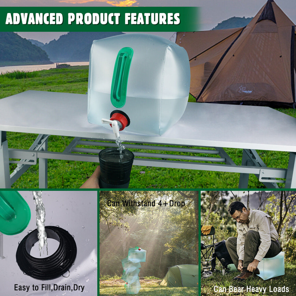 Collapsible Water Container With Spigot Camping Water Storage Jug R743688