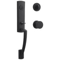 Satin Black Single Cylinder Handleset with Contemporary Round Rose Door Knob T2561