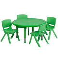 Green Plastic Adjustable Activity Table Set-4 Chairs F4211