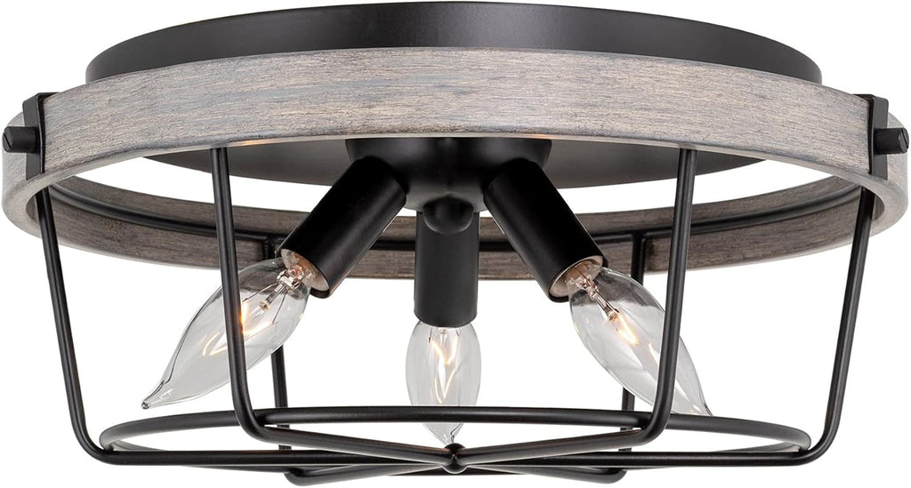 Rustic Farmhouse Metal Cage Drum Semi Flush Mount Ceiling Light Y630746