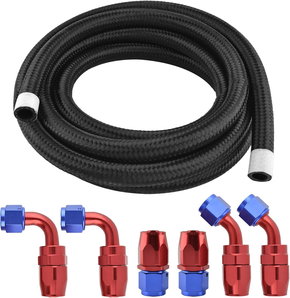 5/8" CPE Braided Nylon Stainless Steel Fuel Line Hose Kit, Pack of 2 K94036