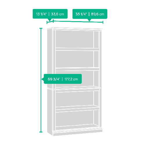 5-Shelf Bookcase, Estate Black X721