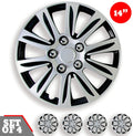 Silver and Black Set of 4 Car Wheel Hub Caps (14-Inch) D1703