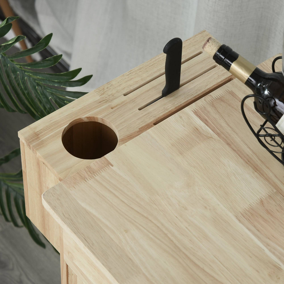 Wooden Rolling Kitchen Island Utility Trolley Storage Cart Q69800