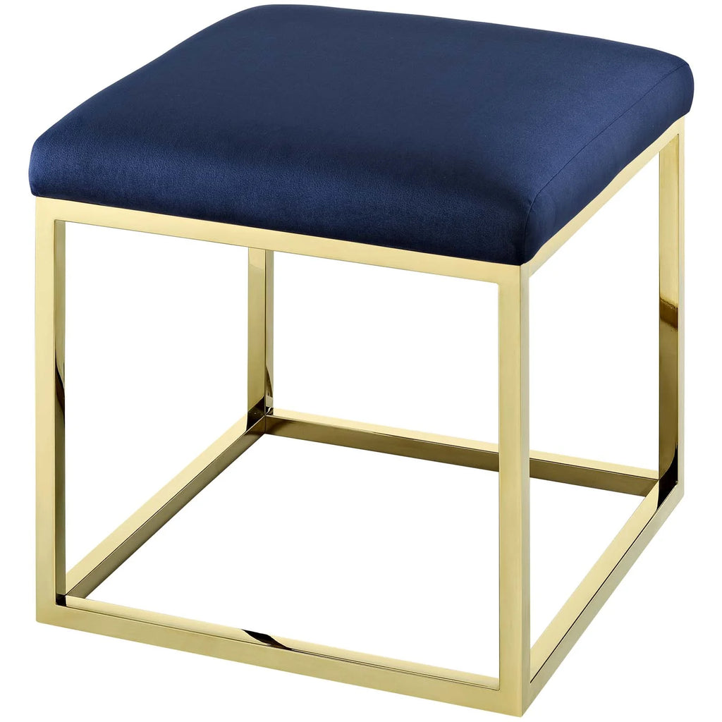 Gold Navy Velvet Accent Chair Ottoman B8473