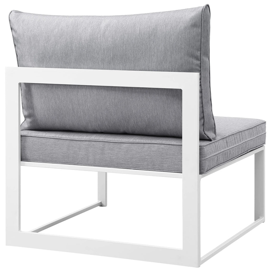 White Grey Fabric Outdoor Patio Sectional Sofa Set R428242