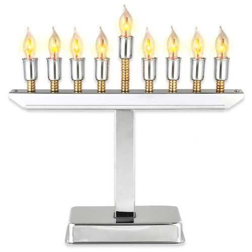 Chrome Plated Electric Menorah with Gold Accents G824501