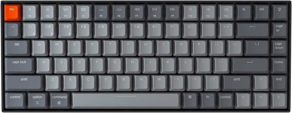 Keychron K2 75% Layout Bluetooth Mechanical Keyboard with Gateron G Pro Blue Switch/White LED Backlit/USB C/Anti Ghosting/N-Key Rollover/Compact 84 Key Wireless Keyboard for Mac Windows-Version 2 X281