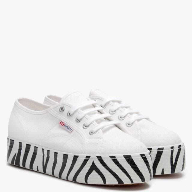 White Canvas Flatform Trainers E1881