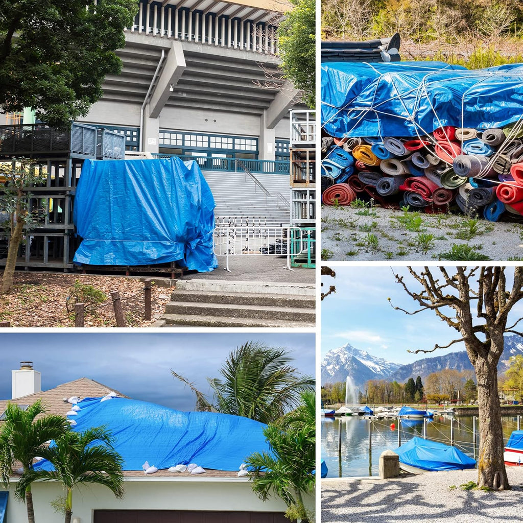 Blue 16x20 Heavy Duty Waterproof Plastic Tarpaulin with Metal Grommets H341