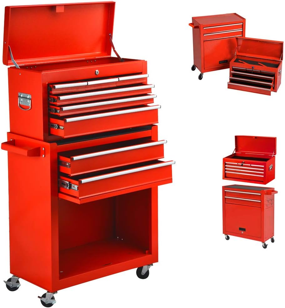 Orange 5 Drawer Rolling Tool Chest with Lock F94801