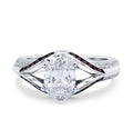 Split Shank Halo Oval Engagement Ring 925 Sterling Silver Y44106