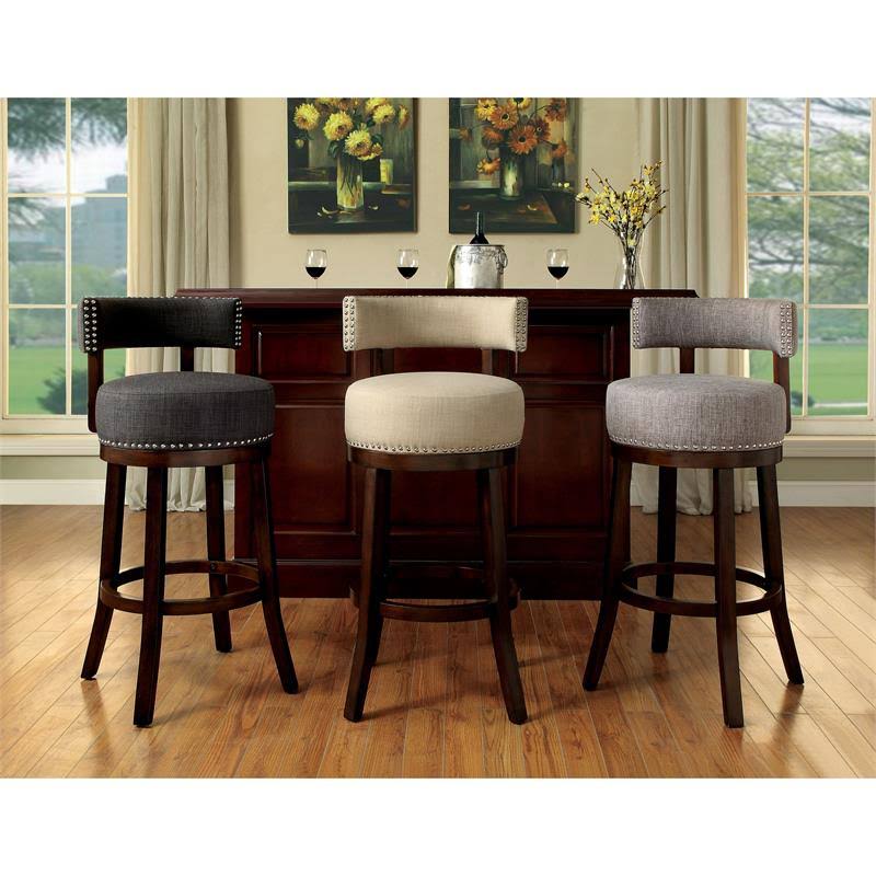 Light Gray Fabric Swivel Bar Stool (Set of 2) X86030