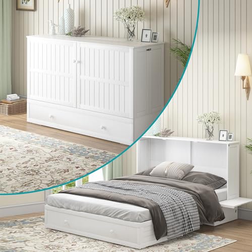 Queen Murphy Bed with Tri-fold Mattress and Storage Drawers H41844