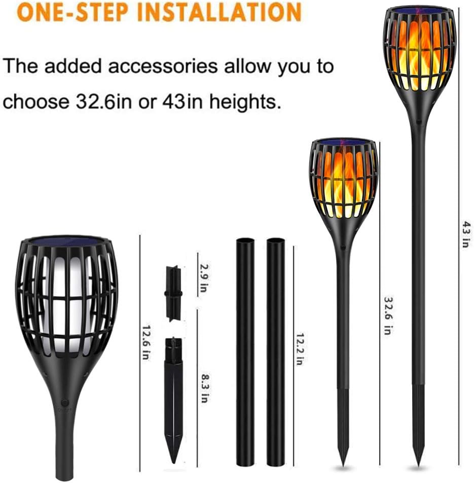 43 Flickering Flames Solar Torch Light, 4 Pack G9901