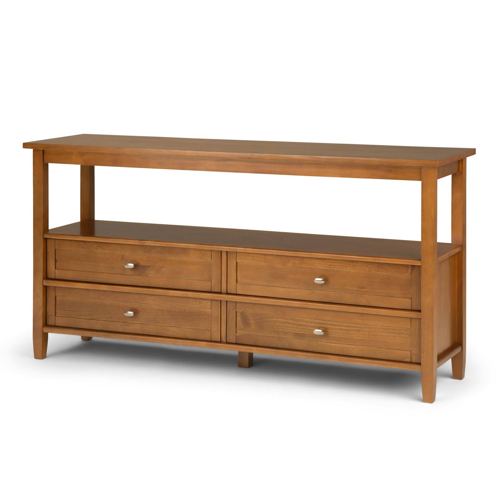 Pine Wood Console Table, 60W x 16d x 30H in., Light Golden Brown Y735891