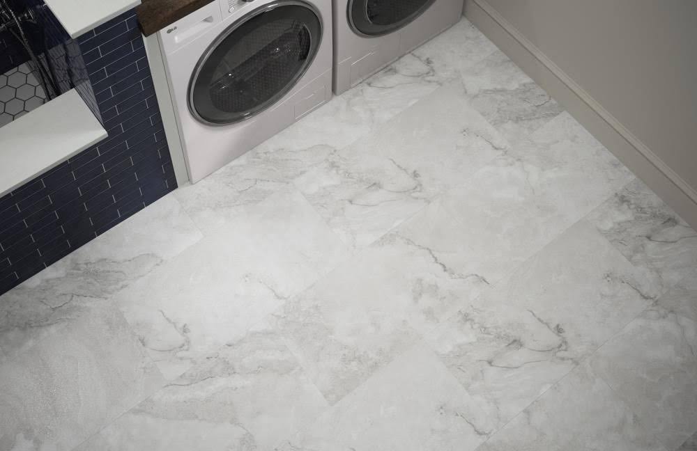 16-in x 32-in Waterproof Interlocking Luxury Vinyl Tile in Gray J527