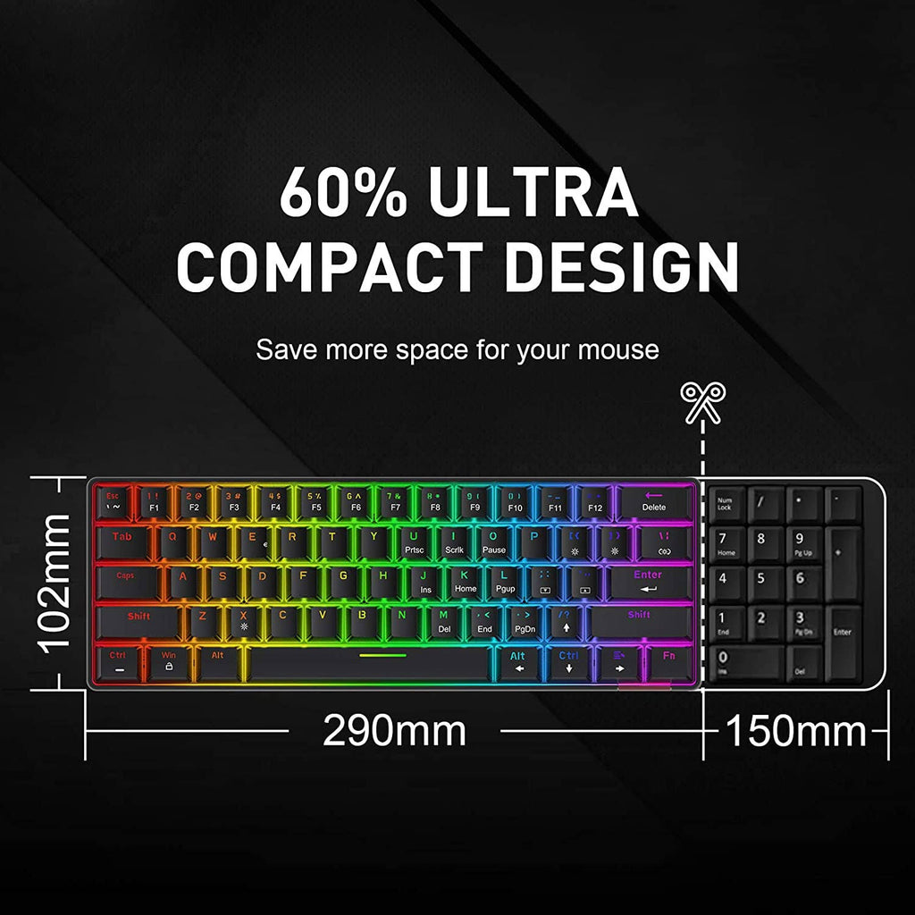 60% Compact Wired Type-C 61 Keys Mechanical Keyboard RGB Programmable 4800 dpi Mouse Combo L58434