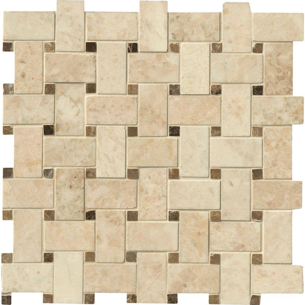 Polished Marble Mesh-Mounted Mosaic Tile M24968