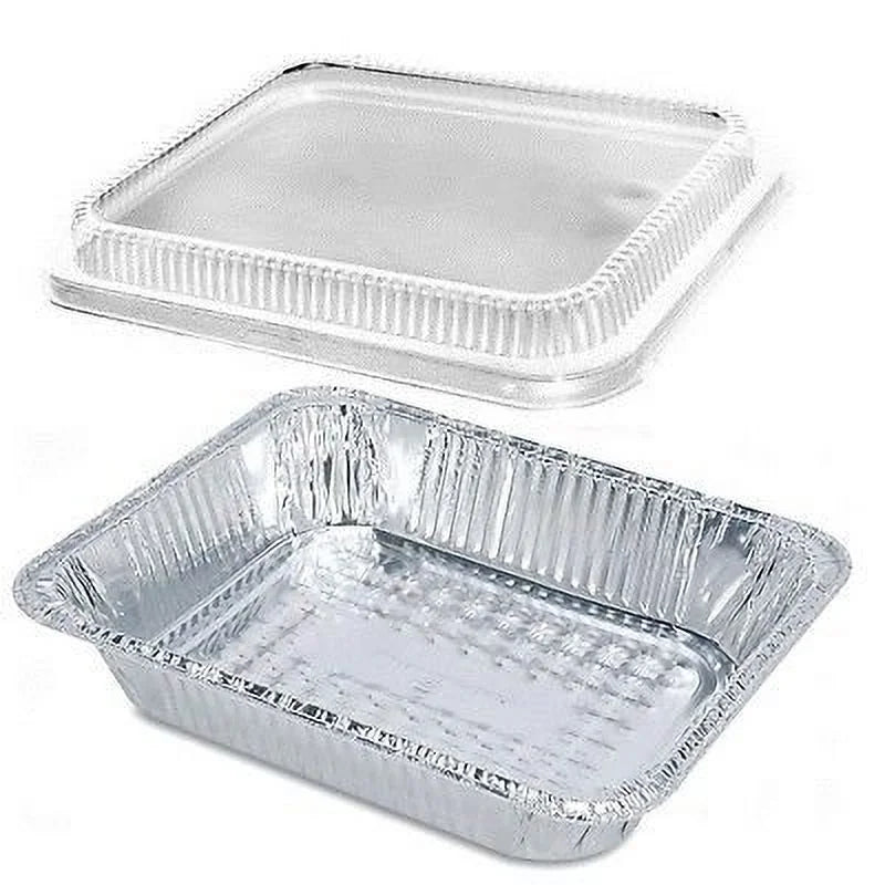 1/2 Half-Size Aluminum Foil Steam Table Pan 2 9/16" Deep with Clear Dome Lid (Pack of 20) E722757